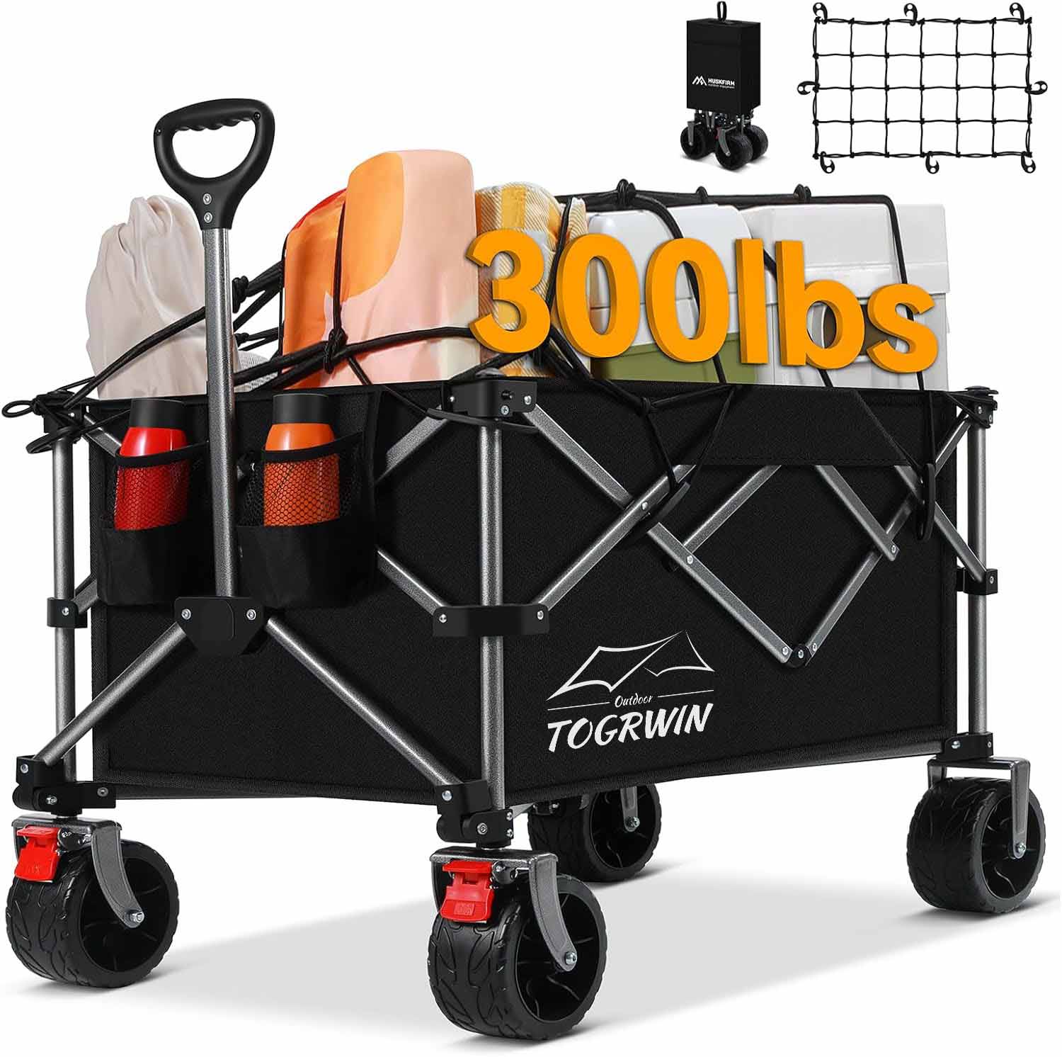 TRGWIN Camping Cart Fitle All Terrain Wagon Folding Beach Wagon